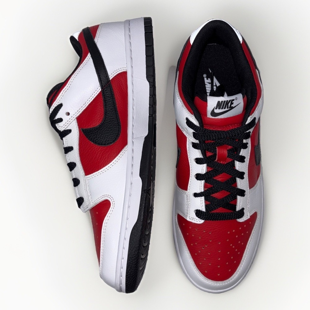 Nike Dunk Low By You Custom Chicago Red White Black Monogram Men Size 12.5